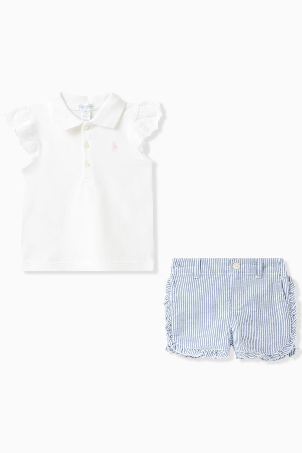 Polo Ralph Lauren - Girls Ruffle Sleeve Polo And Short Set