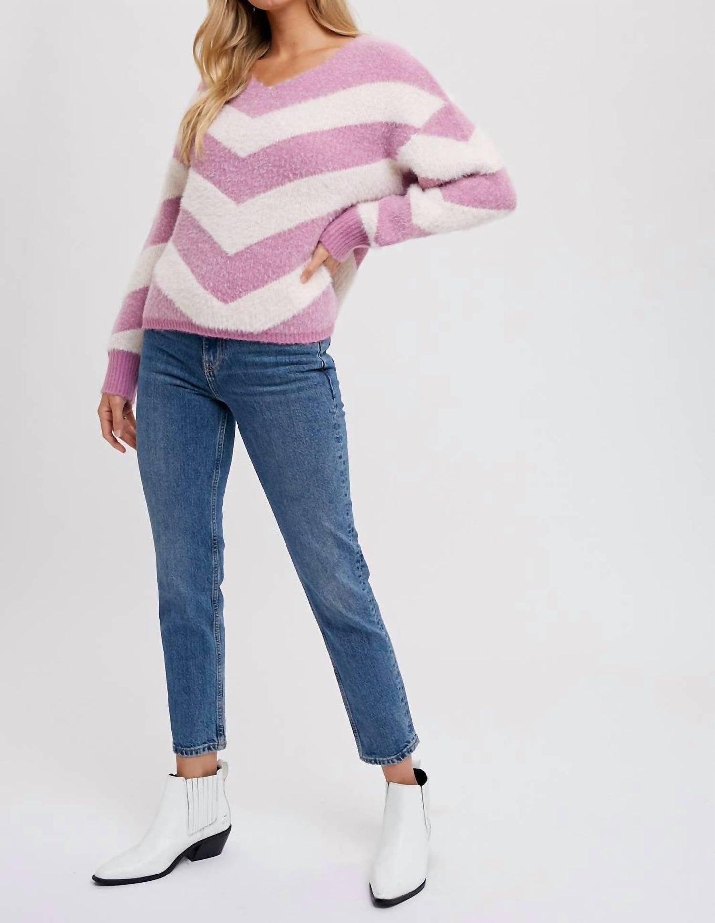 Bluivy - Chevron Soft Fuzzy Pullover