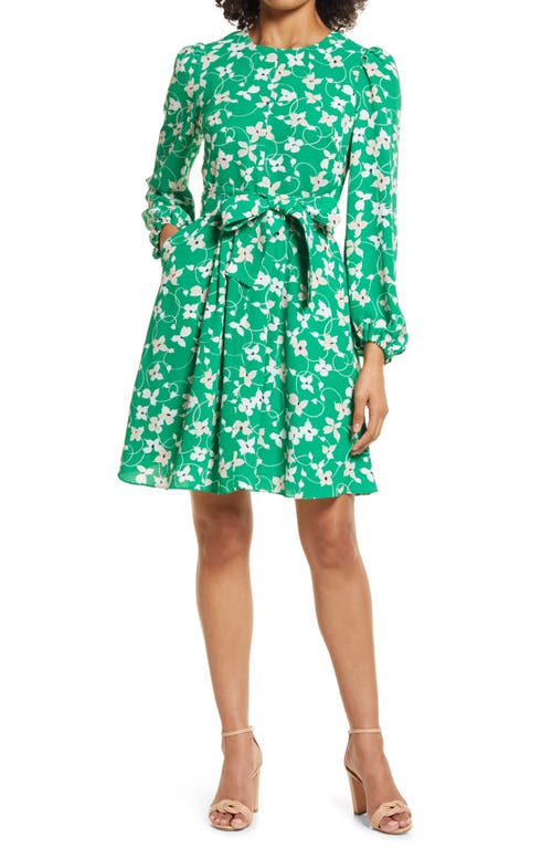 Vestido Eliza J Floral Manga Longa Verde