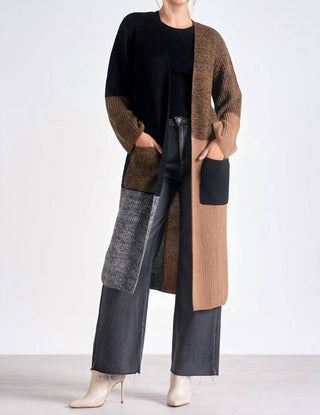 Elan - Cardigan longo com blocos de cores