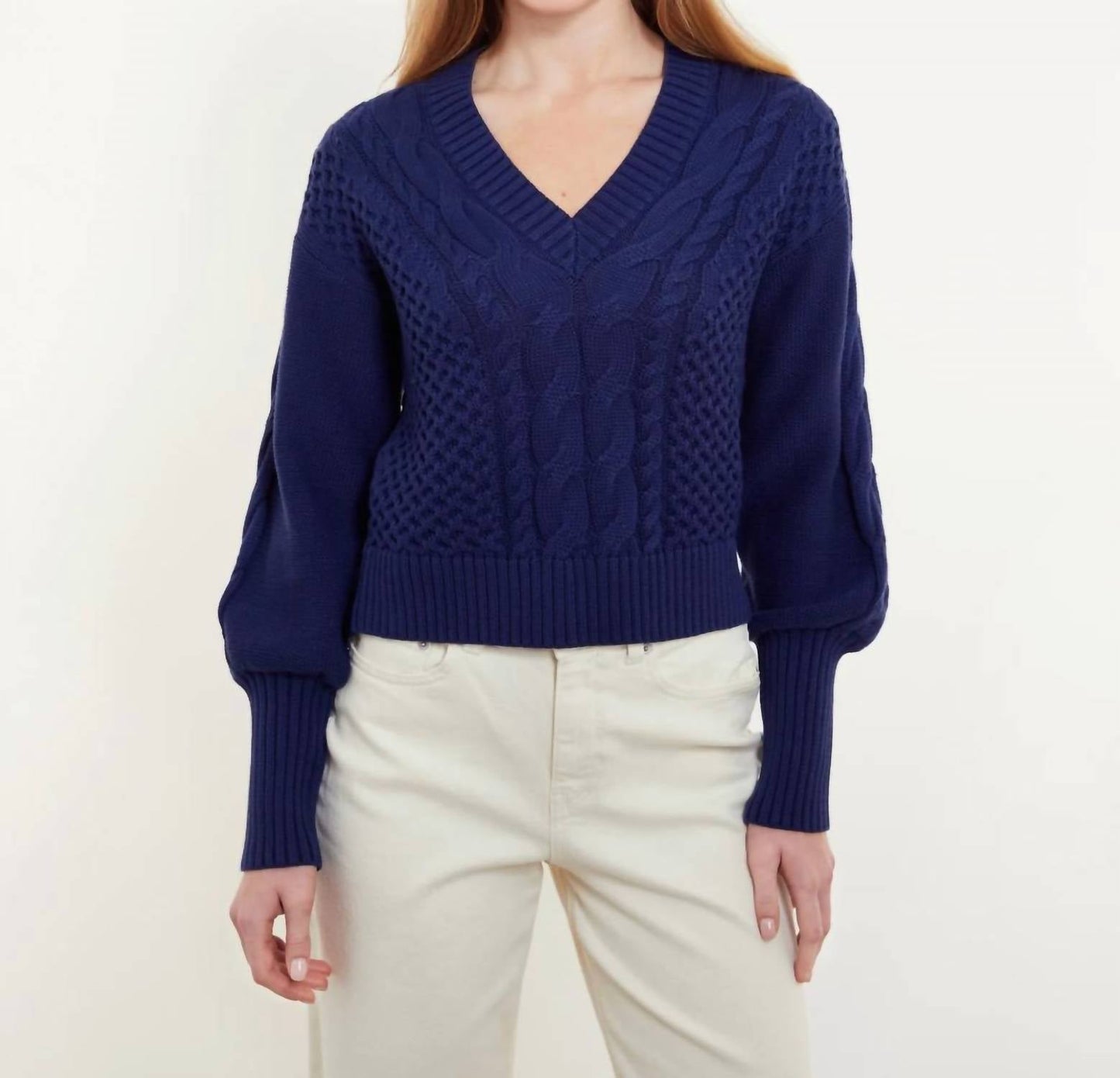 &Isla - Anna Cable V-neck Sweater