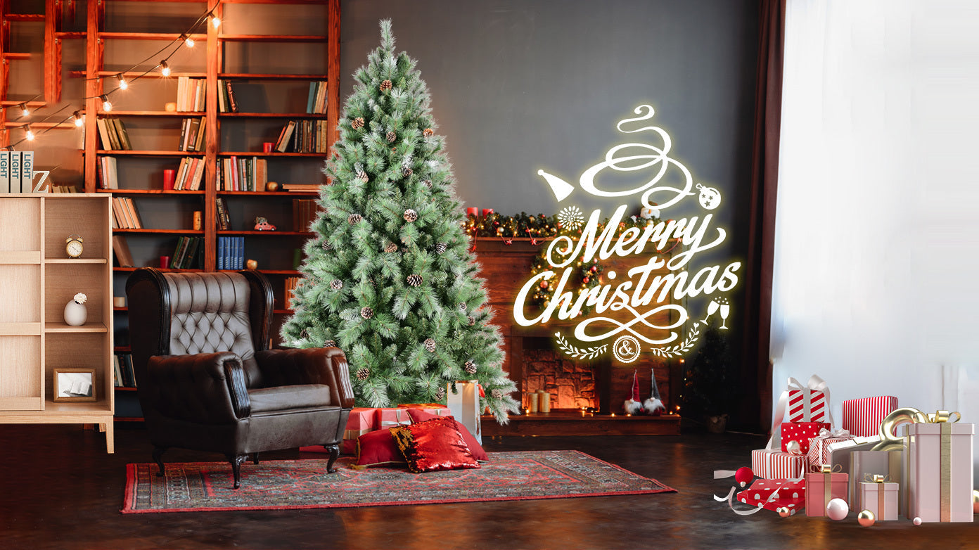 8 Ft The Full-Bodied Pre-Decorated Pinecone Christmas Tree