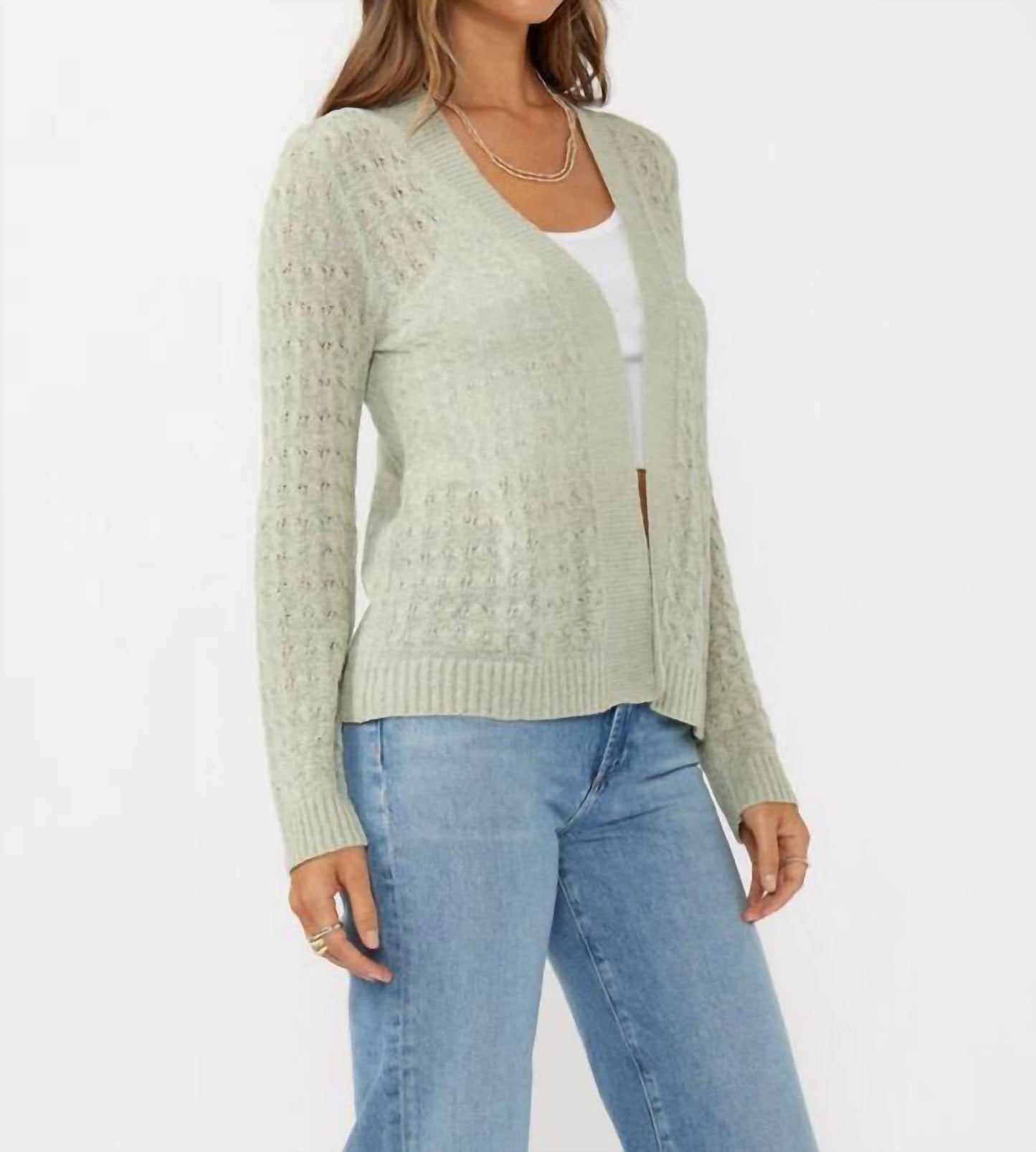 Lovestitch - TEXTURED TAPE YARN RIBBED CARDIGAN