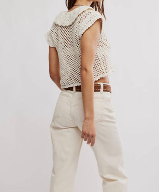 Free People - Lily Crochet Short Sleeve Top