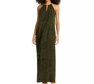 Ralph Lauren - Vestido Halter com Estampa de Jaguatirica e Crinkle Georgette