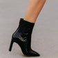 Good American - Women's Square Toe Croc Patent Leather Boots