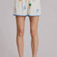 Flat White - Cancun Embroidered Shorts
