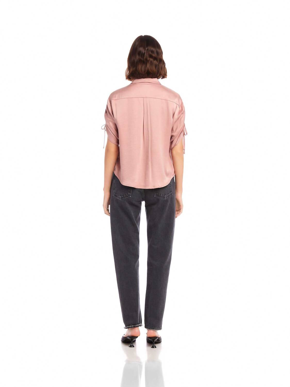 Fifteen Twenty - Ryan Ruched Tie Sleeve Button Shirt