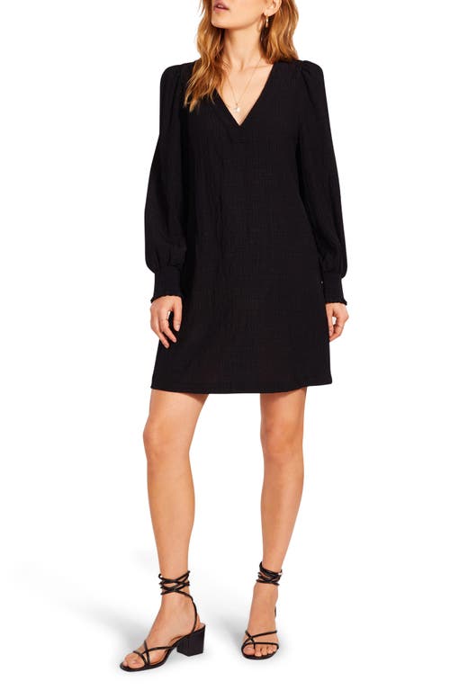 BB Dakota by Steve Madden BB Dakota x Steve Madden Ruston Textured Long Sleeve Shift Minidress in Black , Size Small