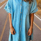 Kentce Fashion - Button Down Denim Shirt Mini Dress