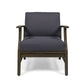 Enchanting Outdoor Club Chair With Slat Panel Design And Water Resistant Cushion - Dark Gray
