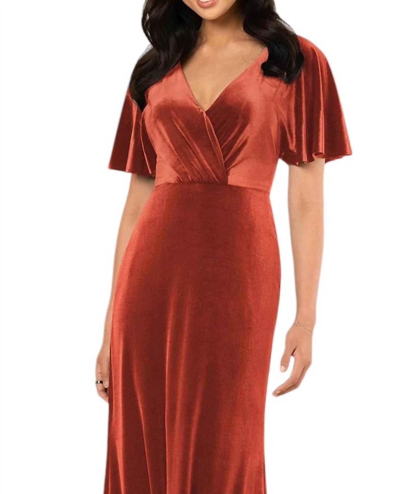 Sorella Vita - Luxe Velvet Bridesmaid Dress with Flutter Sleeves and Back Detail