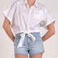 Elan - Tie Waist Short Sleeve Button-down Top