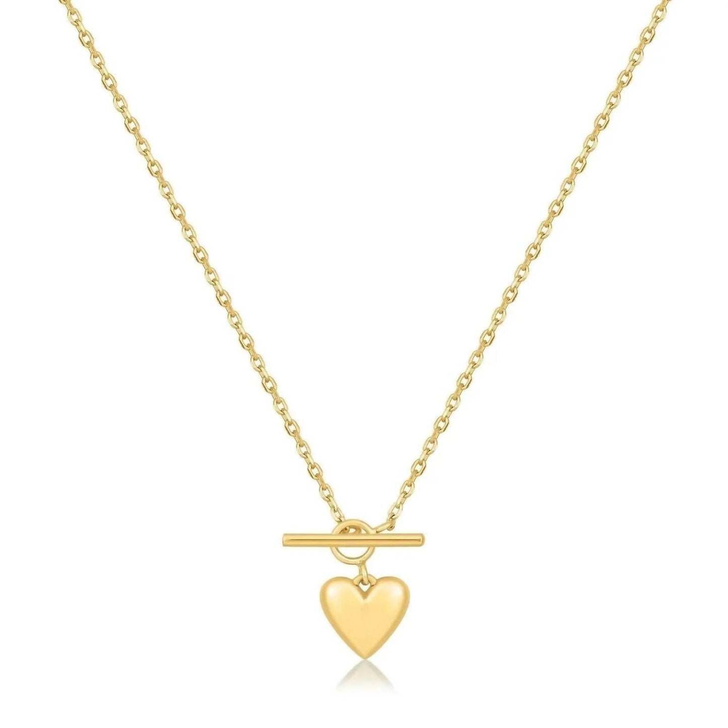 Eklexic - Women's Micro Heart Toggle Pendant Necklace