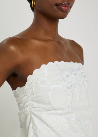 Bernadette - Bustier Petit Beurre Embroidered Cotton Top