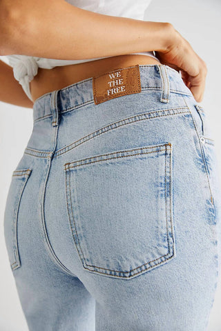 Free People - Pacifica Straight Leg Bleach Acid Wash Jeans