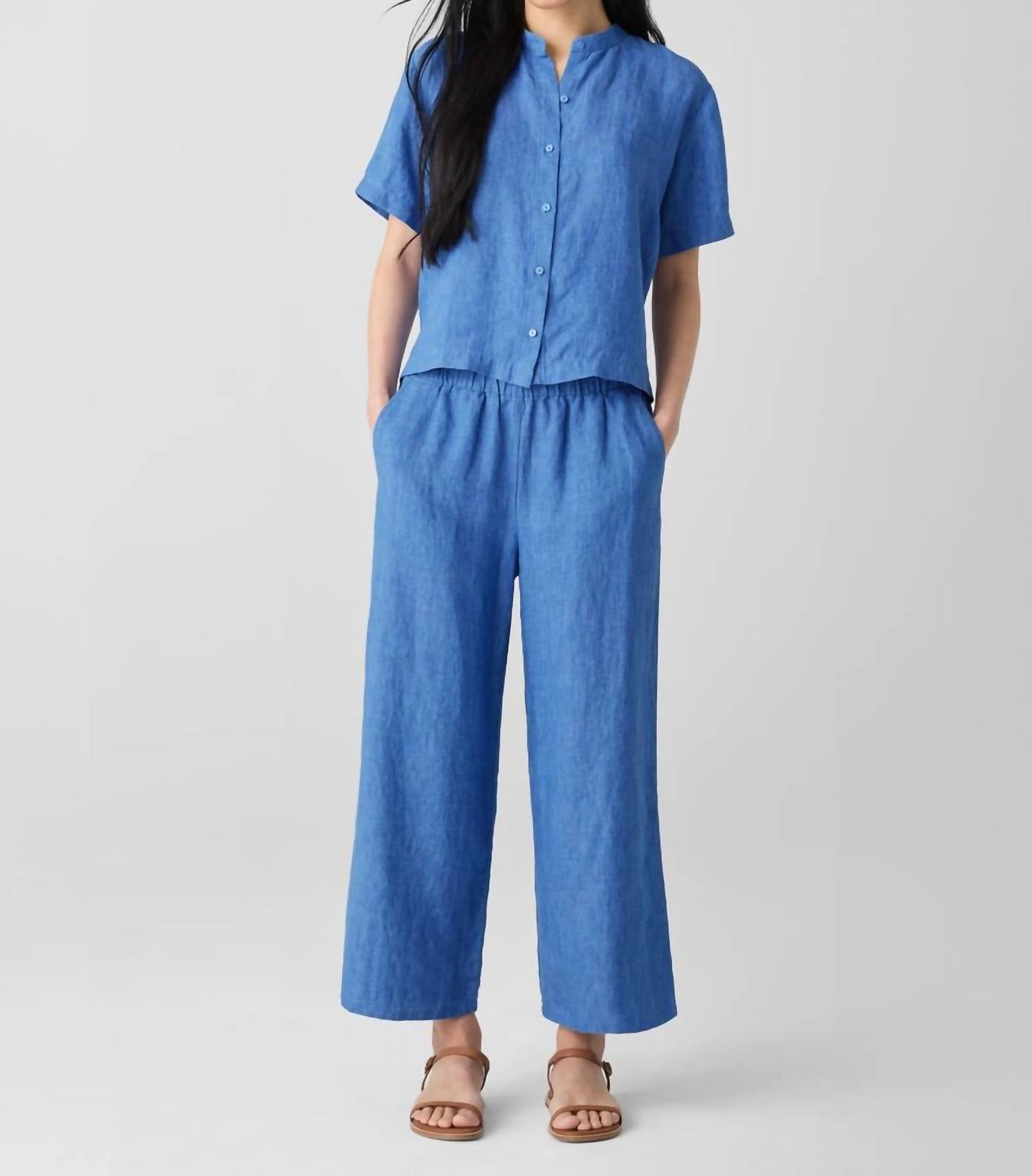 Eileen Fisher - Washed Organic Linen Délavé Wide-leg Pant