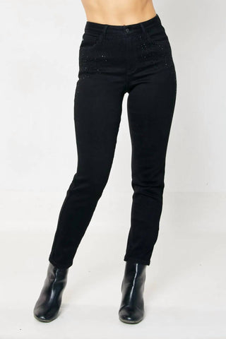 Judy Blue - Calça Jeans Slim Fit com Strass