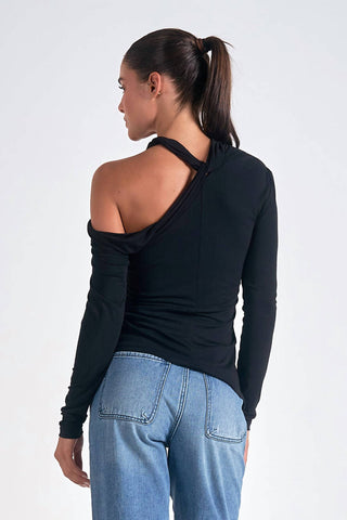 Elan - Blusa de manga comprida com ombro caído