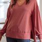 1 The Woman - Side Slits V-neck Loose Fit Tunic Top