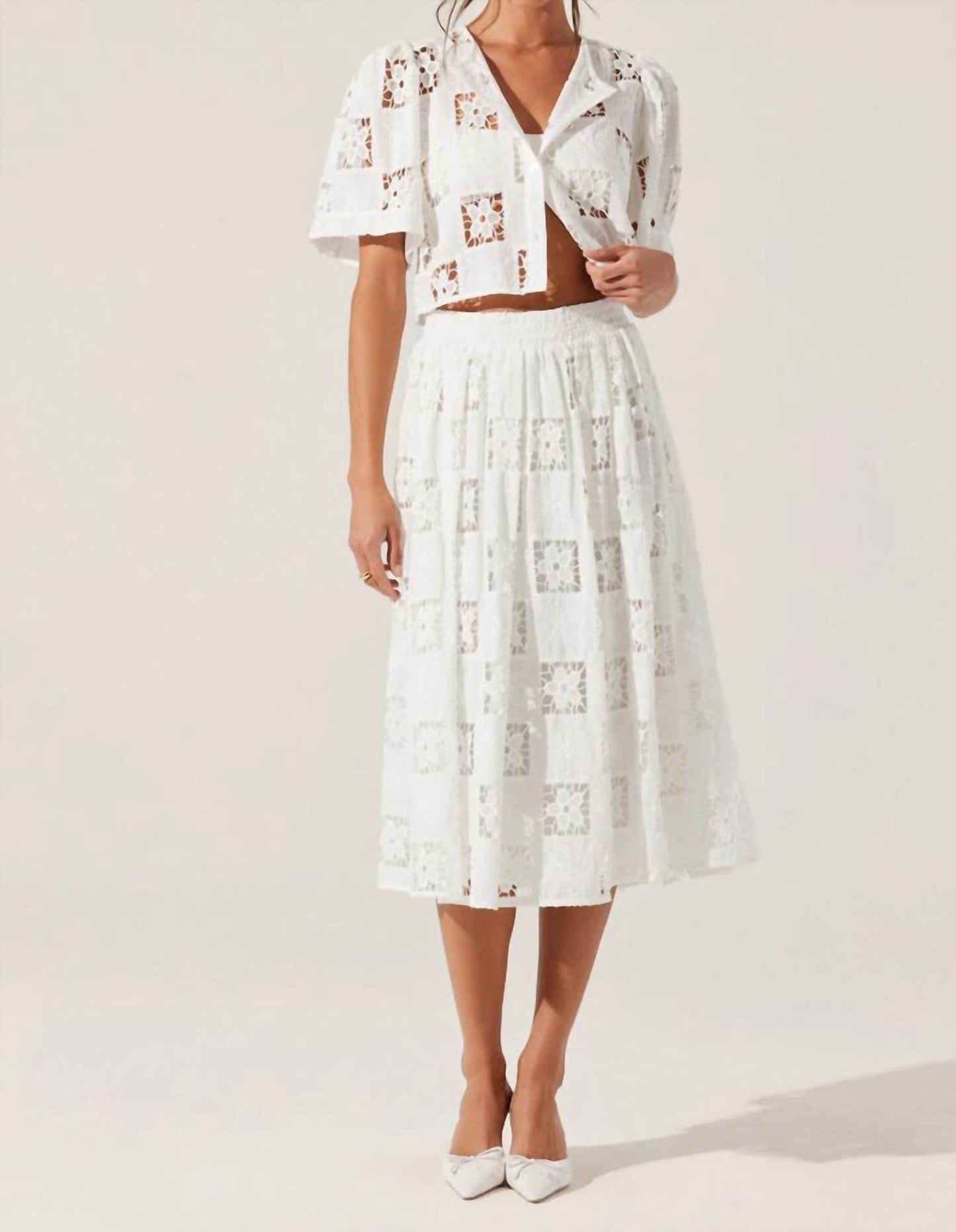 Astr - Andolina Crochet Lace Midi Skirt