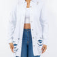 American Bazi - Distressed Button Up Long Sleeve Denim Jacket