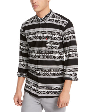 Levi's Men's Norte Regular-Fit Geo-Stripe Shirt Black Size Extra Large