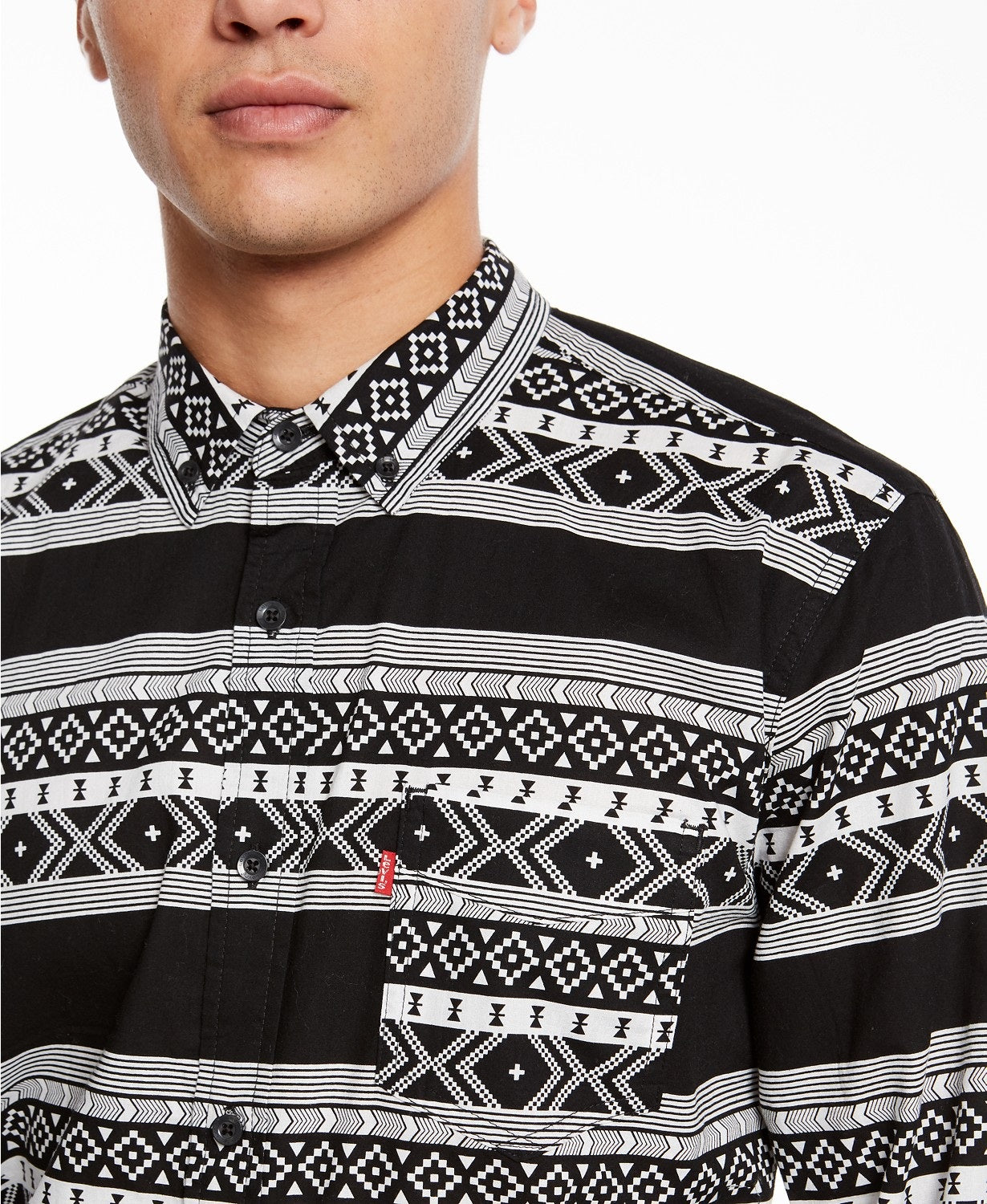Camisa Levi's Norte Regular-Fit Geo-Stripe Masculina Preta Tamanho Extra Grande