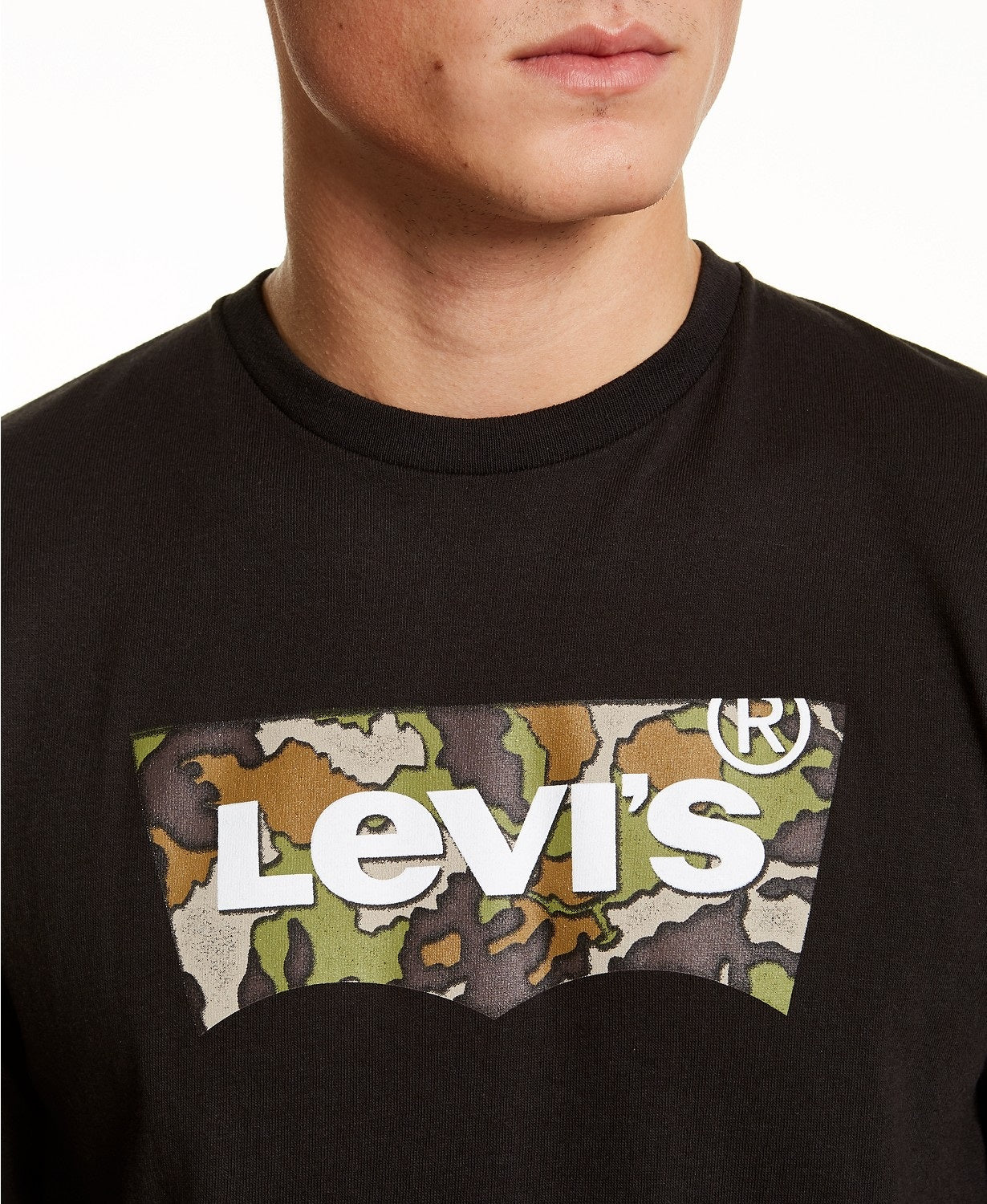 Camiseta Levi's Masculina Manga Longa Camuflada com Logotipo Preto Tamanho Grande