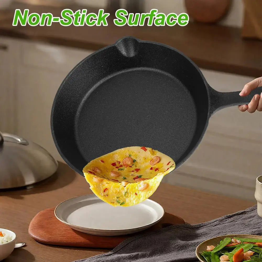 3-piece Pre-seasoned Cast Iron Skillet Set