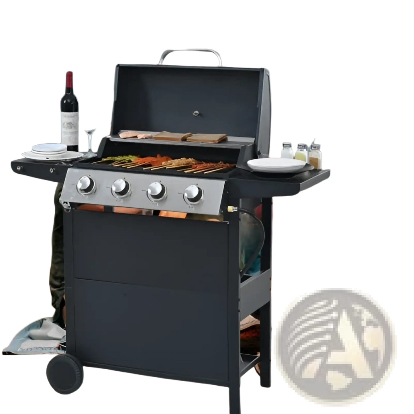 4 Burner Propane Gas Grill 34000 Btu Stainless Steel