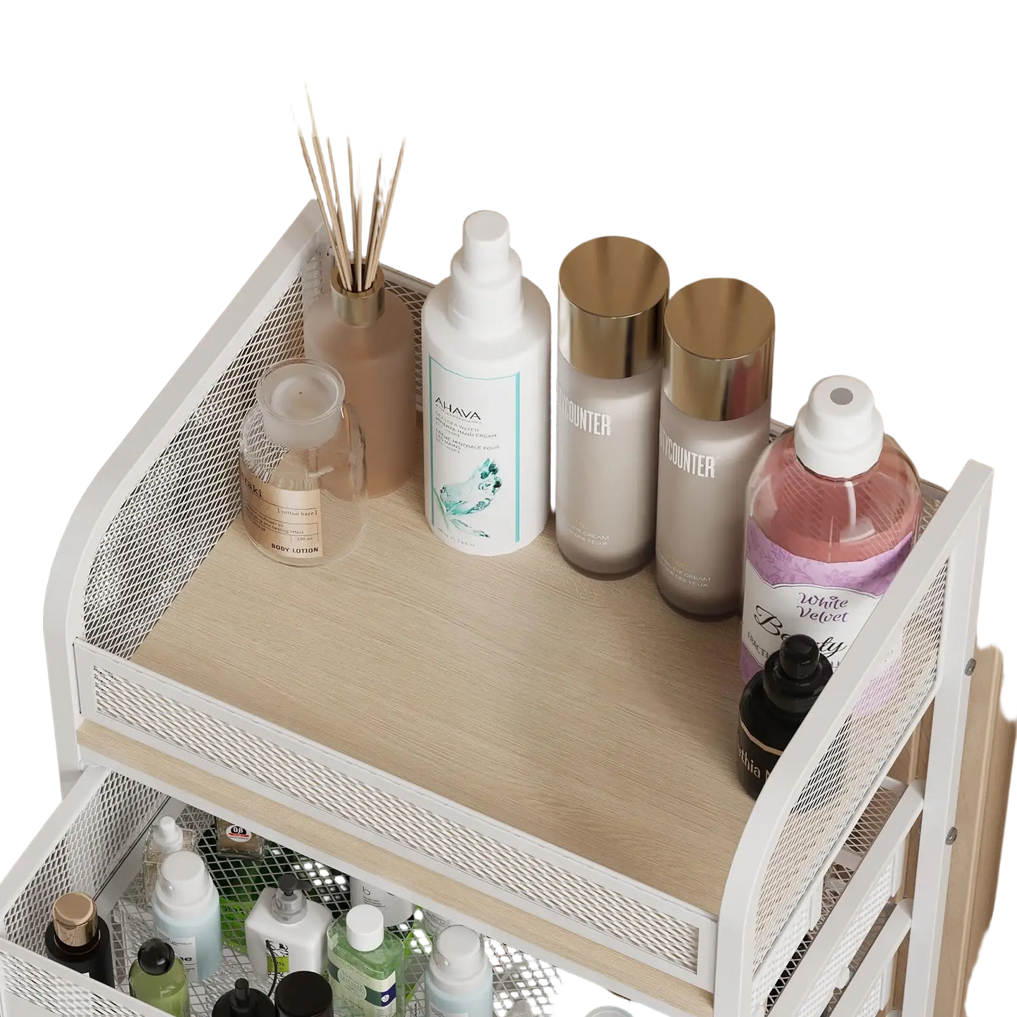 4 Drawer Rolling Makeup Vanity and Skincare Storage Cart White