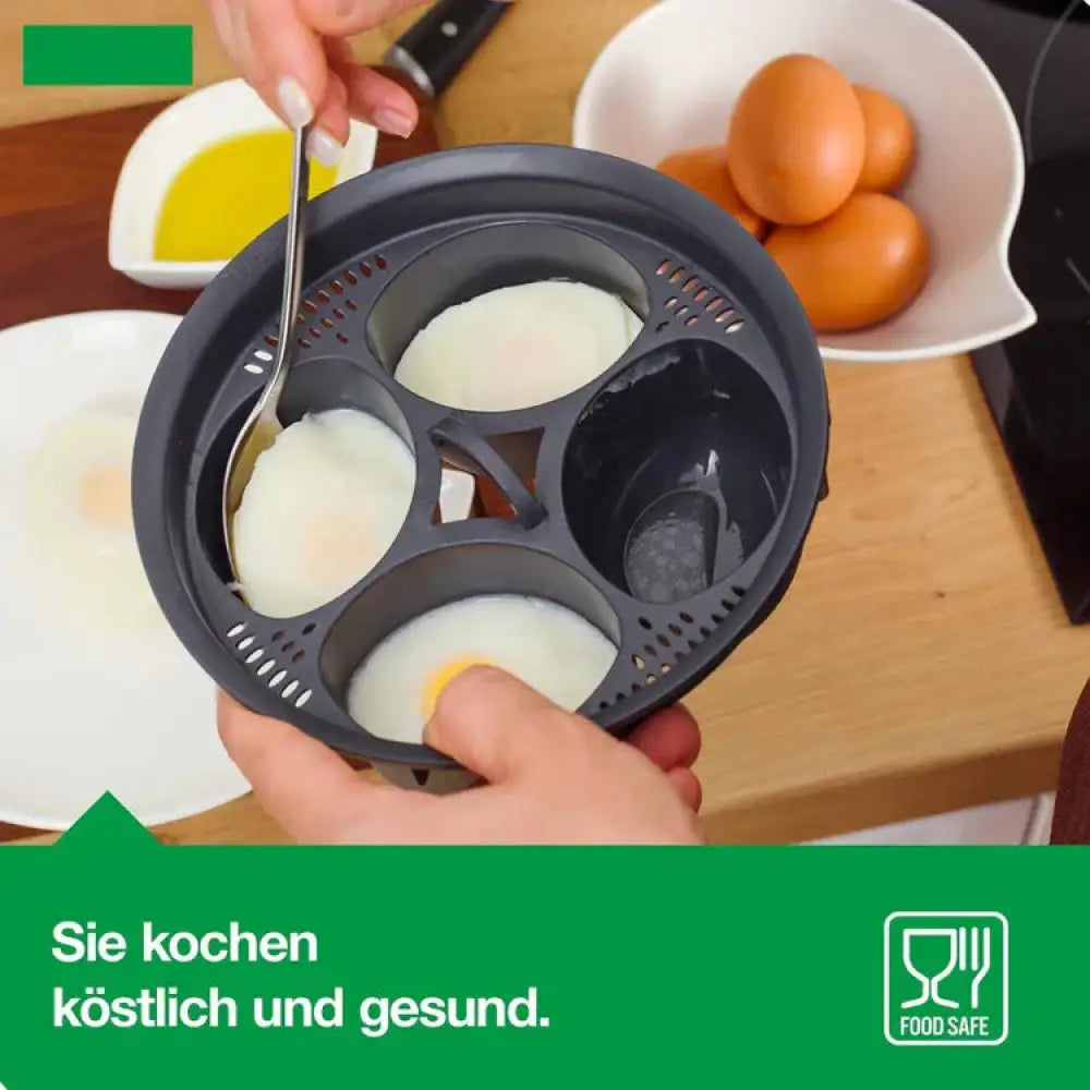 4-in-1 Silicone Egg Poacher and Steamer Mold Set