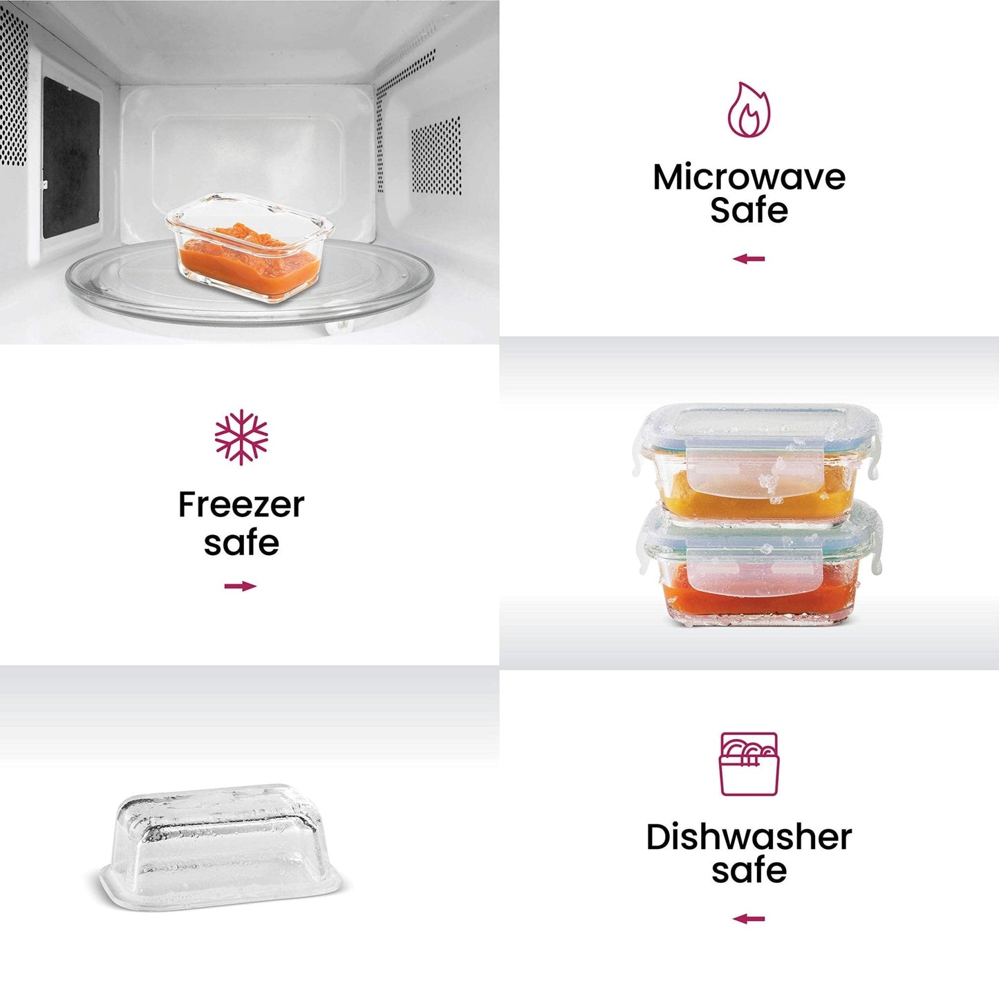 Recipientes de vidro para alimentos de 4 oz - conjunto de 6 peças 
