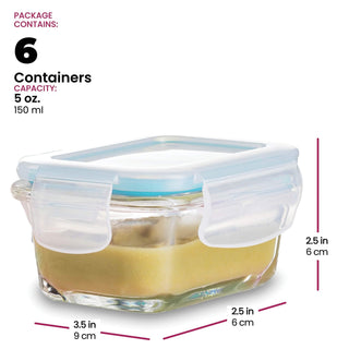 Recipientes de vidro para alimentos de 4 oz - conjunto de 6 peças 