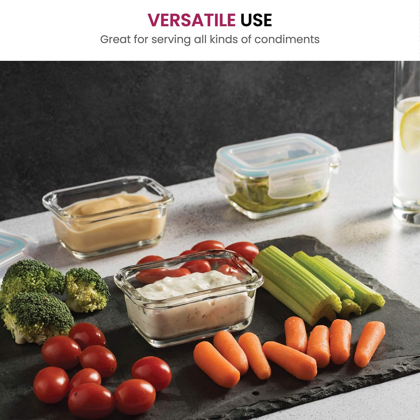 Recipientes de vidro para alimentos de 4 oz - conjunto de 6 peças 