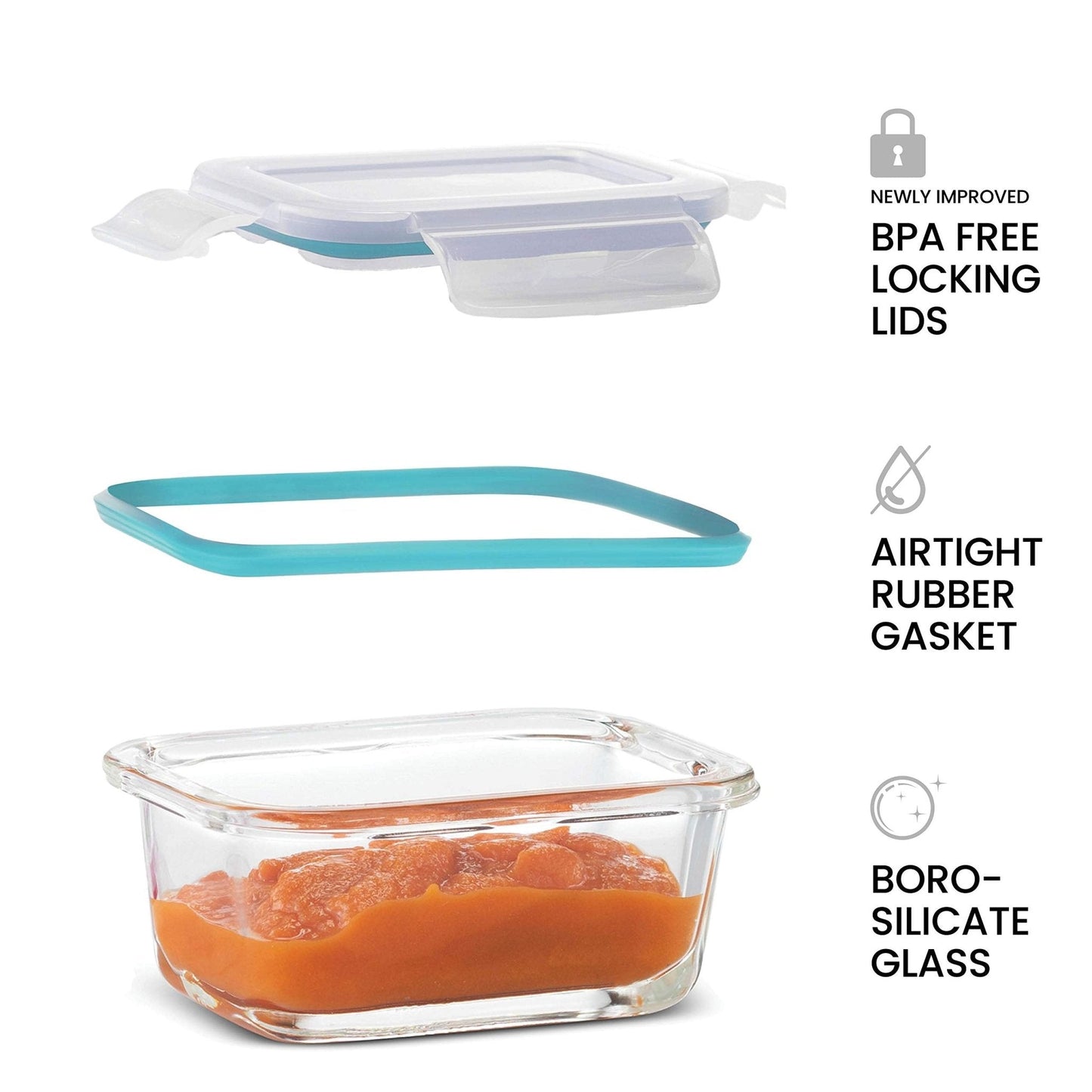 Recipientes de vidro para alimentos de 4 oz - conjunto de 6 peças 