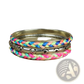 4 Piece Neon Braided Bangle Set with Gold Star Accents