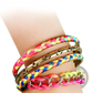 4 Piece Neon Braided Bangle Set with Gold Star Accents