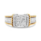 14K White and Yellow Gold 1 1/2 Cttw Invisible Set Princess-Cut Diamond Quad Style Engagement Ring (H-I Color, SI2-I1 Clarity) - Ring Size 7