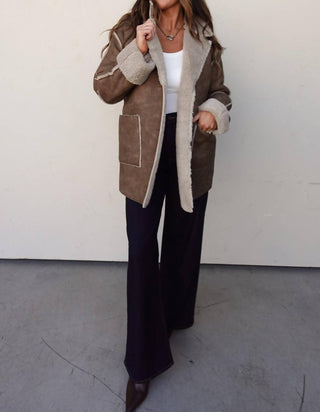 Active Basic - Fur-lined Faux Leather Coat