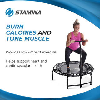 JumpSport Round Home Fitness Indoor Mini Rebounder Trampoline for Adults, Black