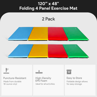 Tapete de ginástica dobrável BalanceFrom Fitness 120 x 48", multiuso (pacote com 2)