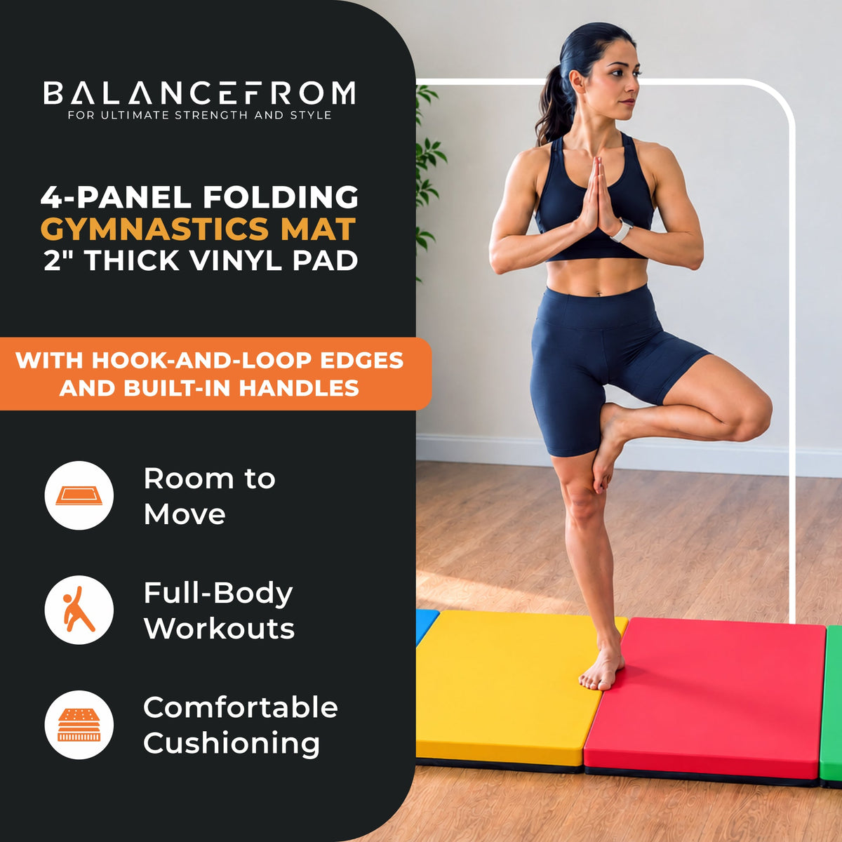 Tapete de ginástica dobrável BalanceFrom Fitness 120 x 48", multiuso (pacote com 2)