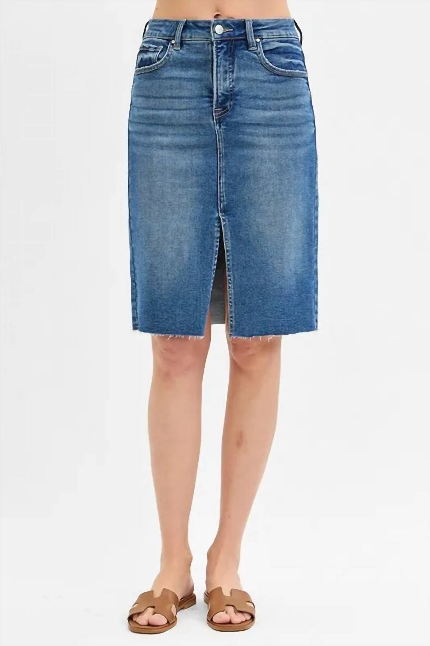 Trendsi - Risen Full Size High Rise Front Slit Pencil Skirts Plus Size