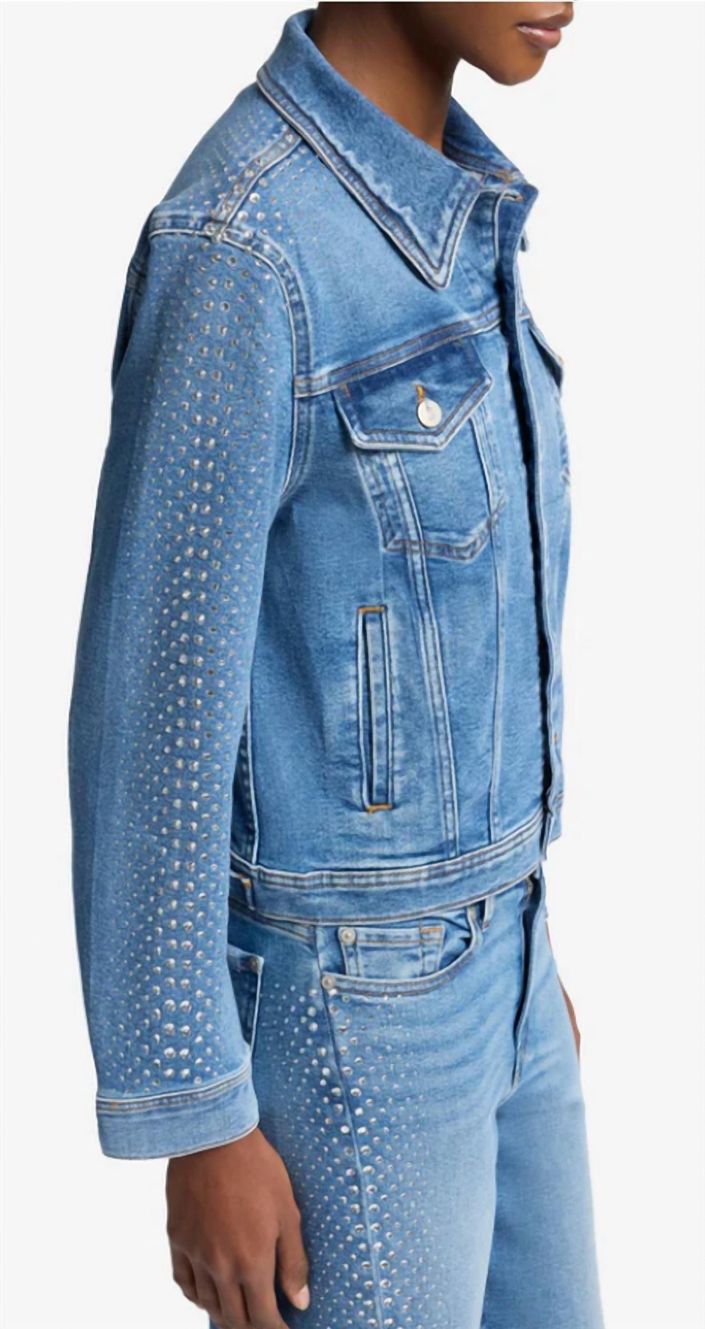 7 For All Mankind - Adi Rhinestone Trucker Jacket