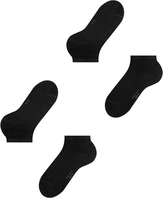 Meias Falke Happy Sneaker Masculinas - Pacote com 2 pretas, tamanho 9,5-12