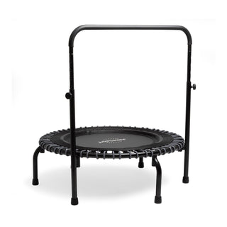 Pacote de trampolim fitness JumpSport 350 Series de 39" e barra de apoio, elásticos ajustáveis, pernas arqueadas estáveis ​​e sem tombamento, além de teste de streaming por 60 dias