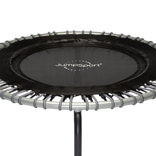 Pacote de trampolim fitness JumpSport 350 Series de 39" e barra de apoio, elásticos ajustáveis, pernas arqueadas estáveis ​​e sem tombamento, além de teste de streaming por 60 dias
