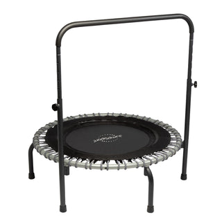 Pacote de trampolim fitness JumpSport 350 Series de 39" e barra de apoio, elásticos ajustáveis, pernas arqueadas estáveis ​​e sem tombamento, além de teste de streaming por 60 dias